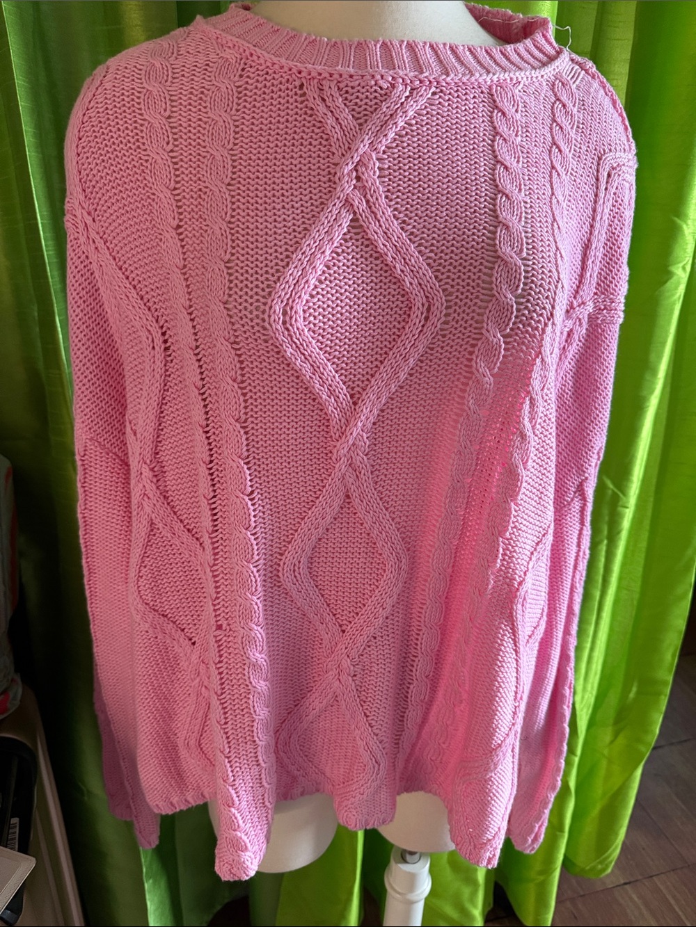 Pink Cable Knit Women's Sweater